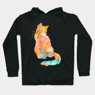 Orange Cat Watercolor Painting Hoodie